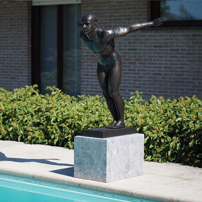Large outdoor bronze diving man statue