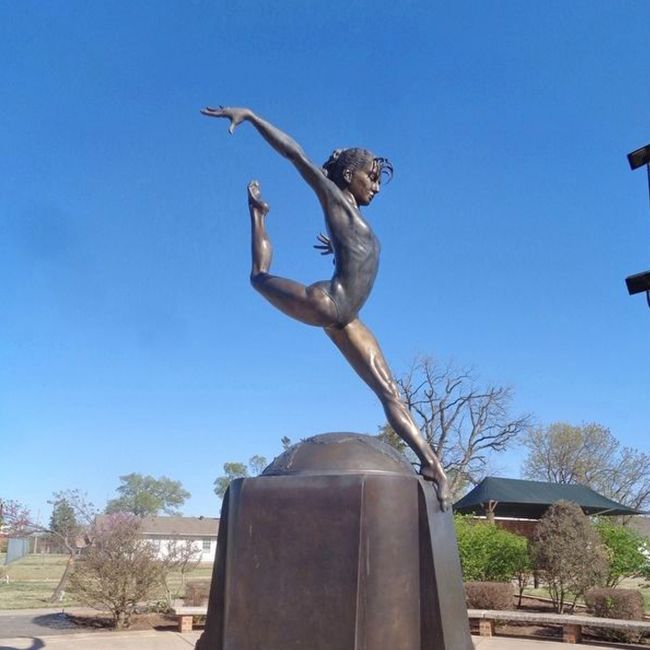 Bronze female gymnast sculpture Shannon Miller