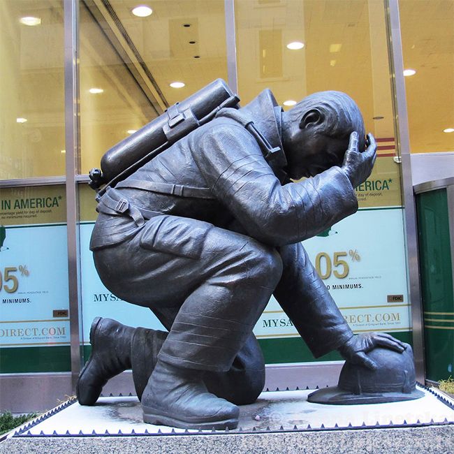 Large 9 11 firefighter memorial statues the kneeling fireman