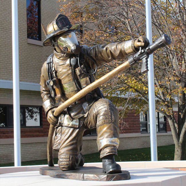 Outdoor bronze firefighter garden yard statues
