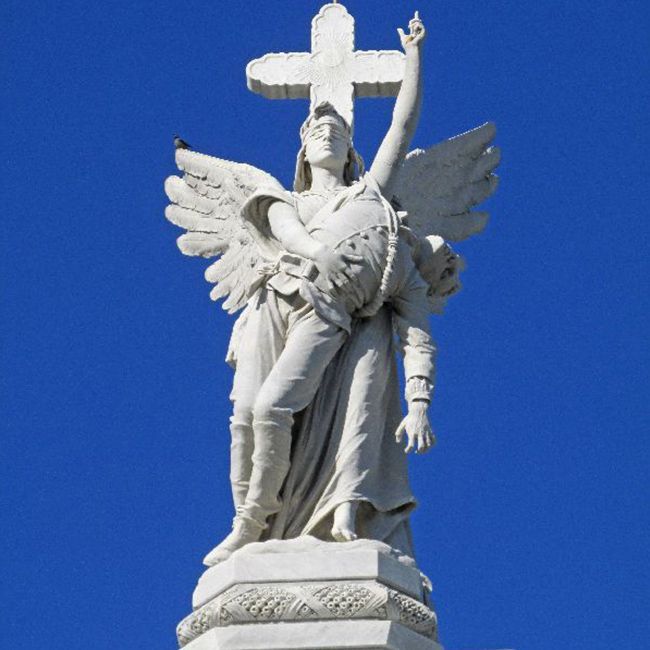 Large firefighter angel memorial statue