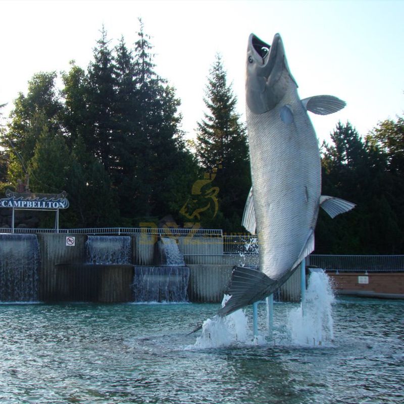 bronze salmon sculpture