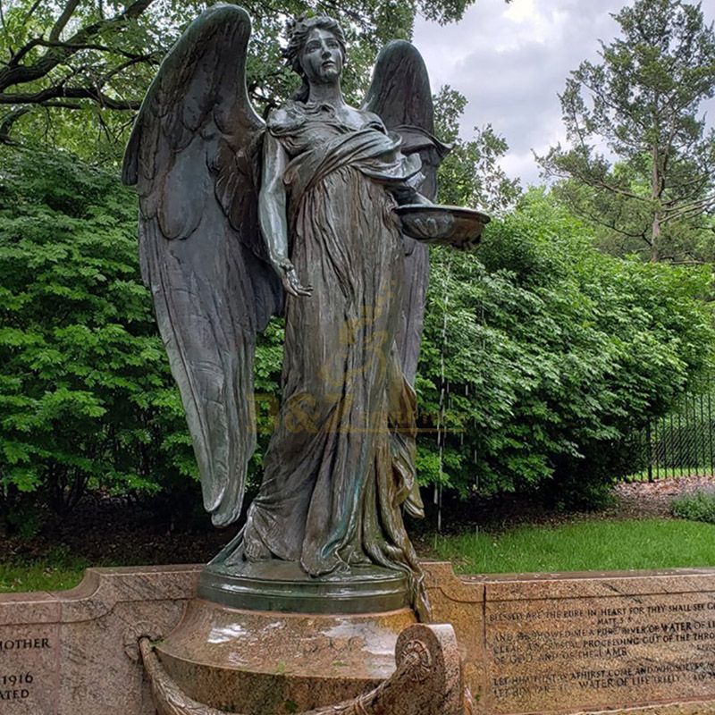 Black angel statue with fountain council bluffs