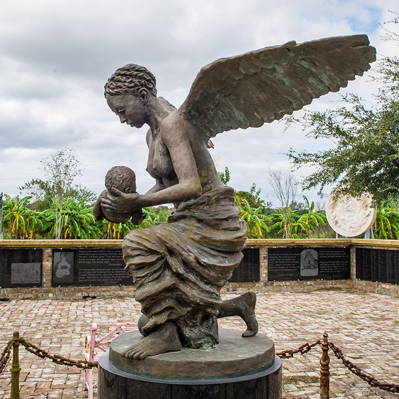 African American outdoor garden angel statue