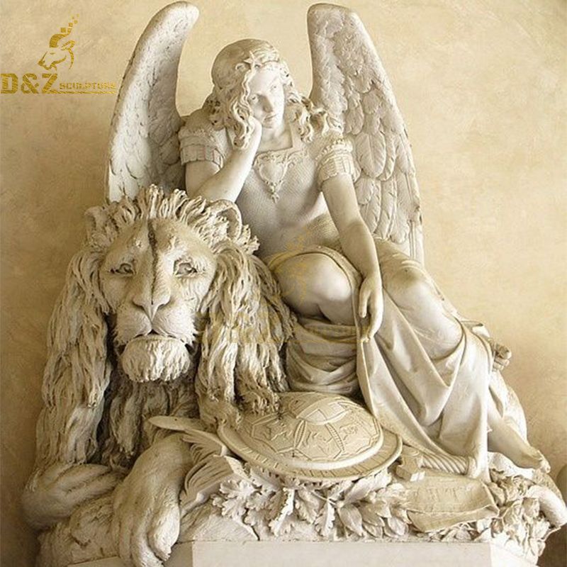 Angel and lion statue monument to Giuseppe La Farina