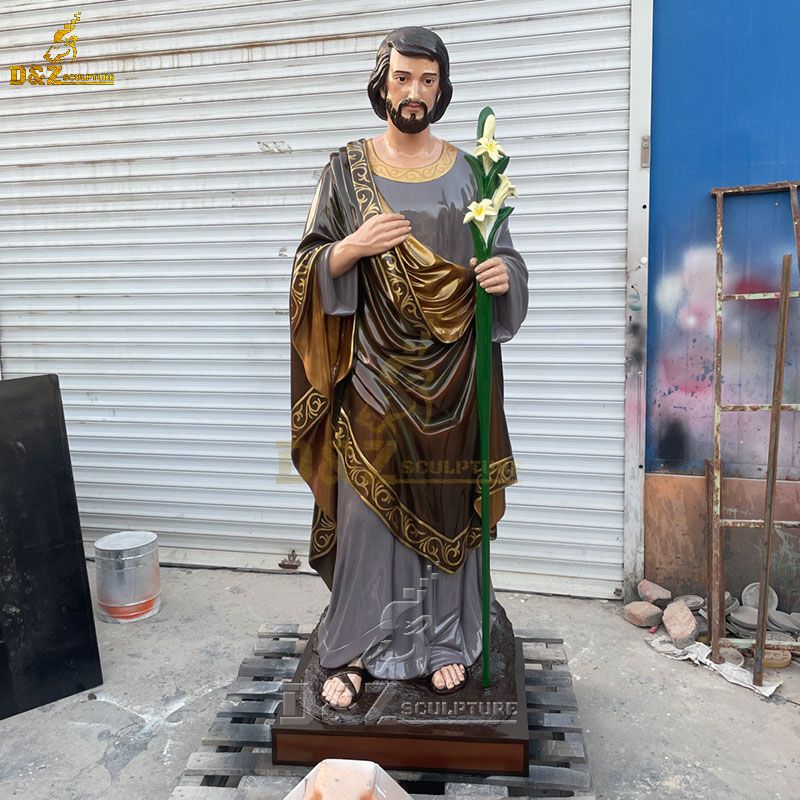 Catholic large St Joseph holding lily statue for sale