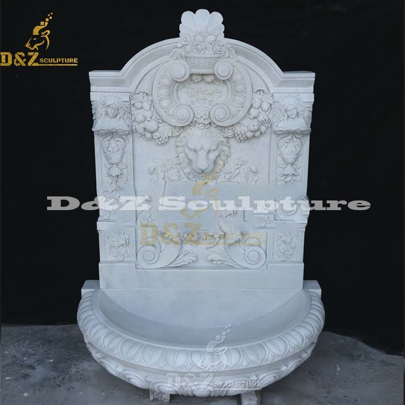 Outdoor stone lion head wall fountain for sale