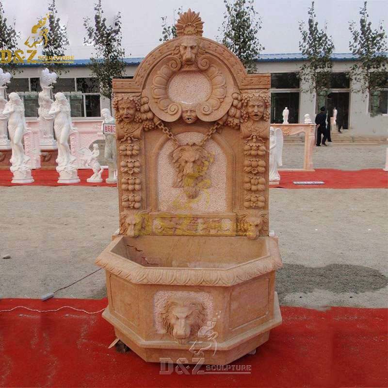 Marble free standing floor lion head fountain