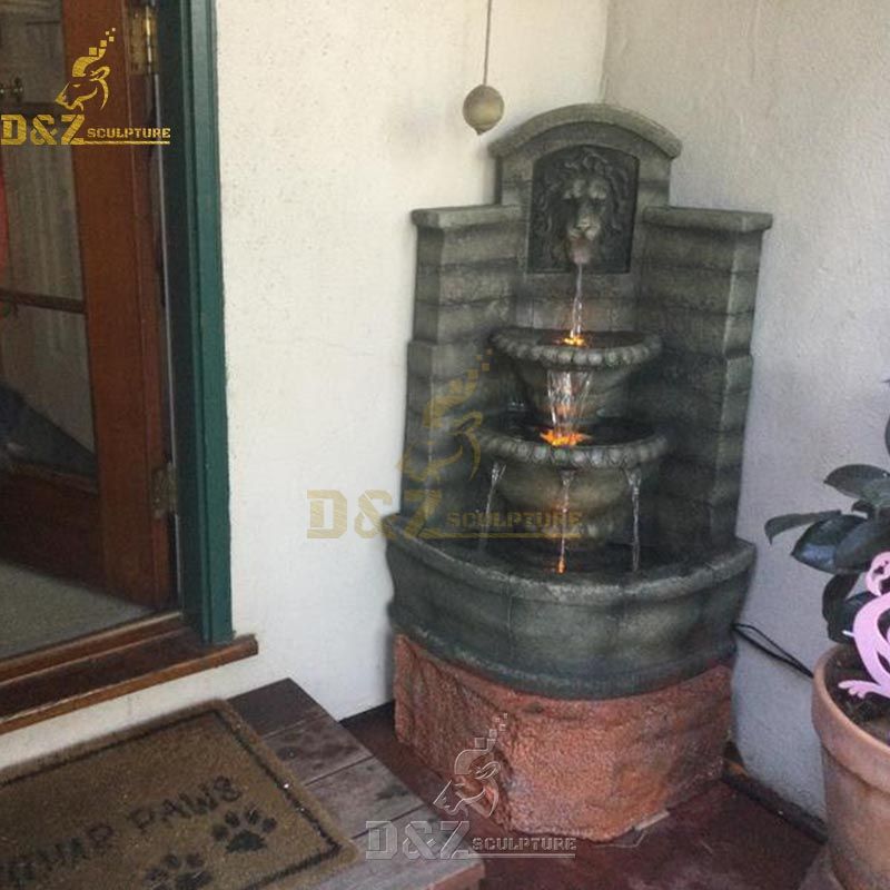 Large outdoor saint Remy lion corner water fountain