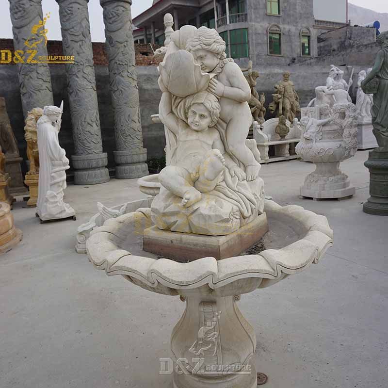 Outdoor stone cherub garden fountains