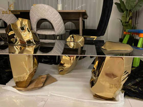 Rock arts and crafts rectangle gold modern coffee table decor
