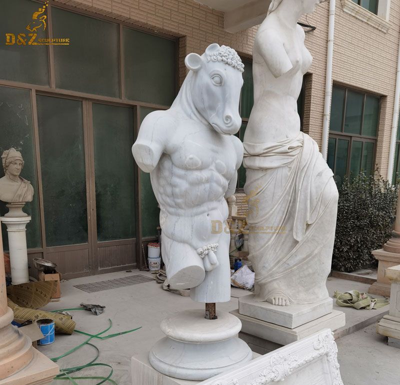 Marble and stone bull man roman nude torso sculpture art