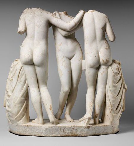 Famous three grace ancient greek torso sculpture