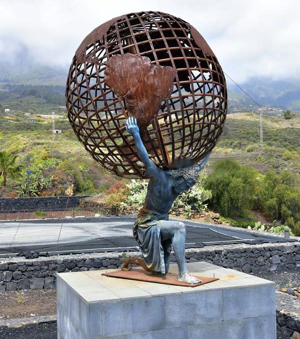 Life size art deco bronze garden globe ancient atlas statue