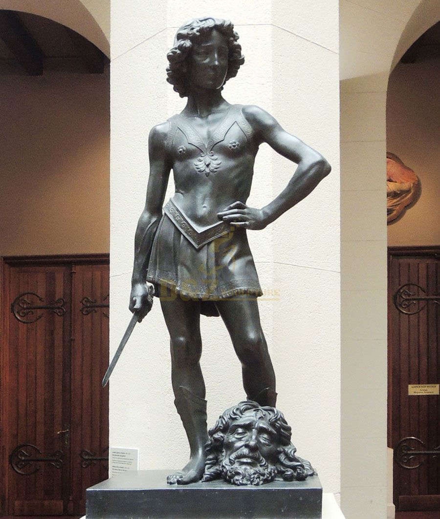 bronze andrea del verrocchio david sculpture with the head of goliath