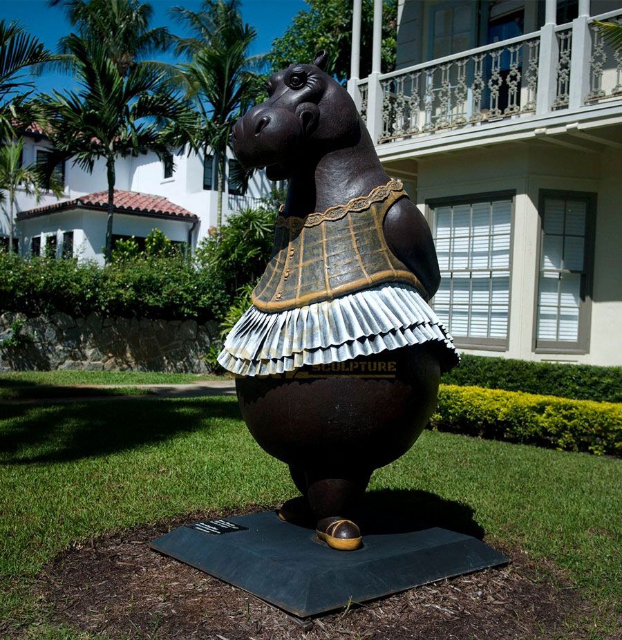 Custom made large size casting bronze outdoor Hippo Ballerina sculpture