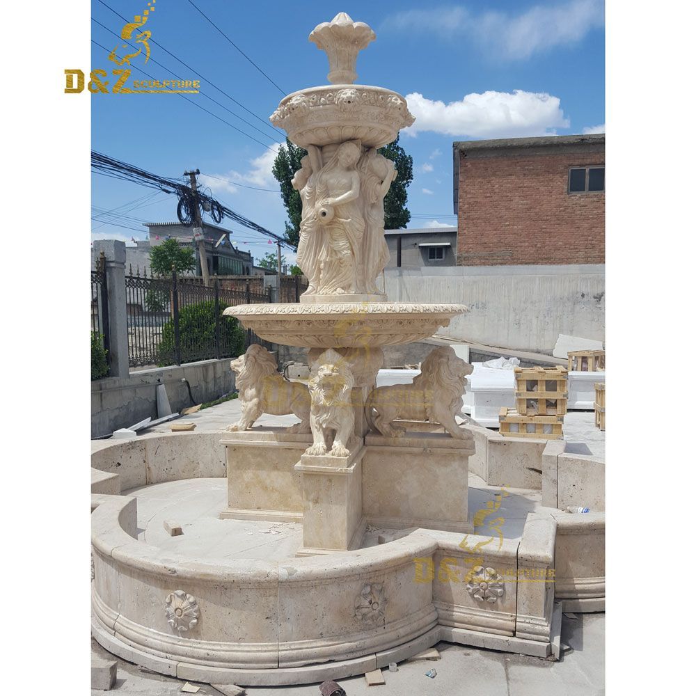 Outdoor famous garden lion water fountain in stock