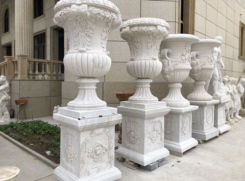 Custom made natural stone Europ large outdoor flower pot displays