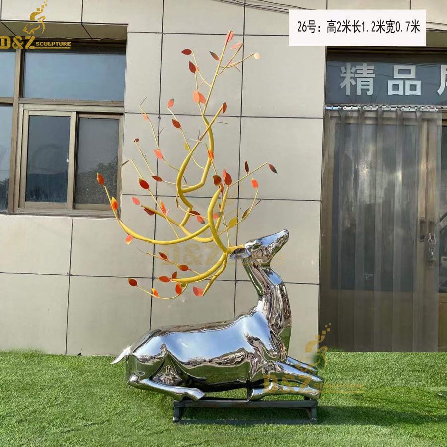 large metal deer garden statue with tree antlers for sale DZ-48