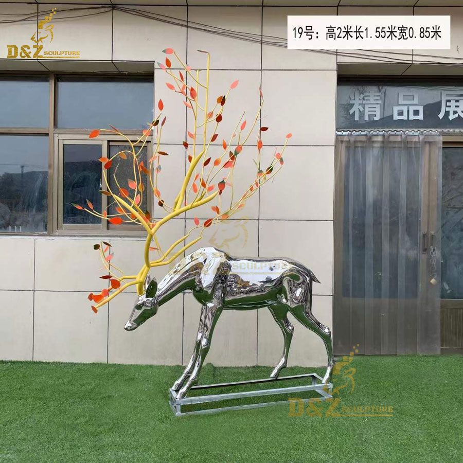 large metal deer garden statue with tree antlers for sale DZ-48