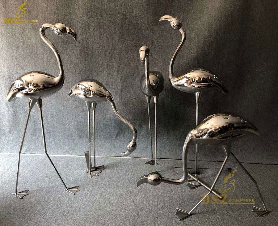 Custom made garden metal flamingo garden statue for sale DZ-50