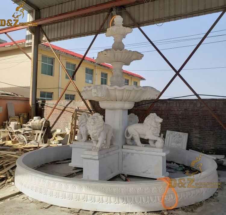 Outdoor Three Tiered Marble Water lion Fountain for Sale DZ-83