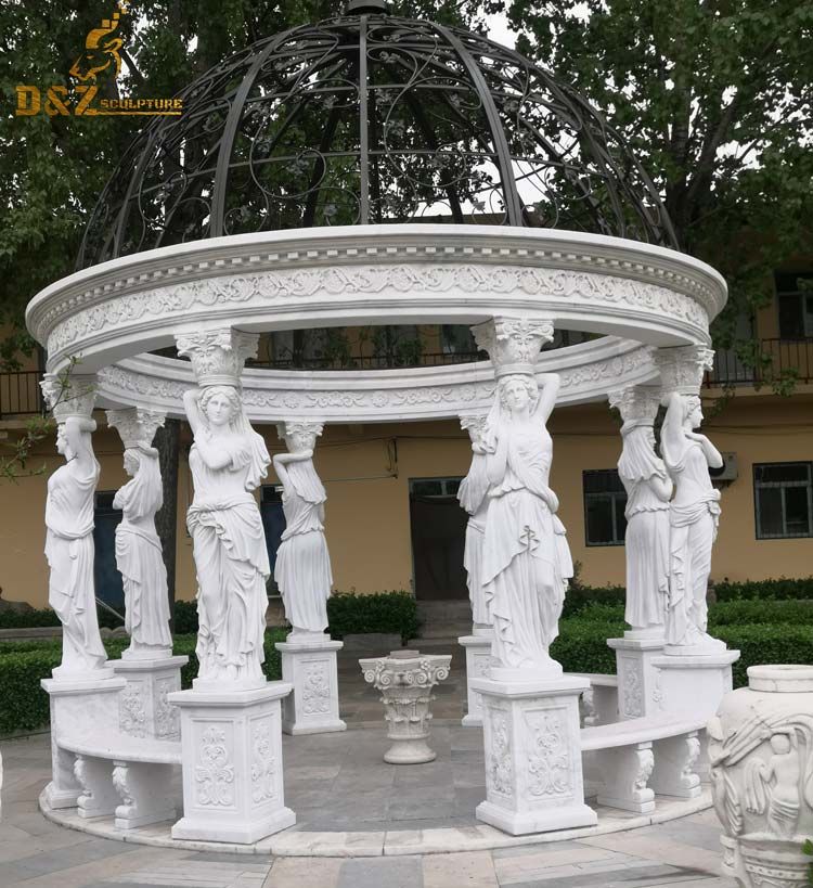 Custom made large outdoor greek style marble gazebo for sale