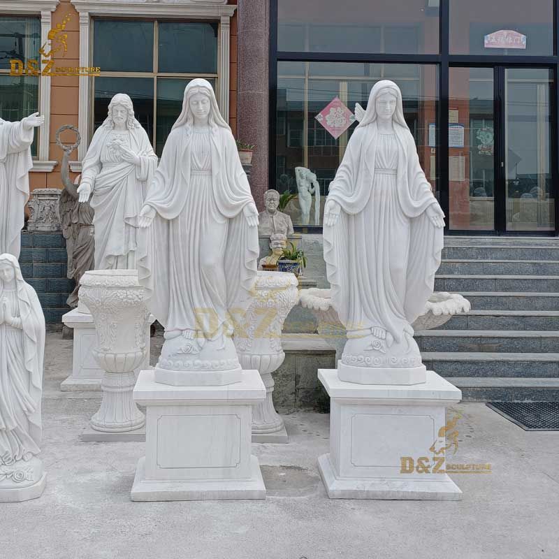 natural white marble outdoor our lady of grace statue open arms DZ-98