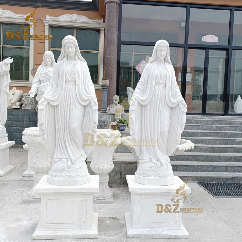 natural white marble outdoor our lady of grace statue open arms DZ-98