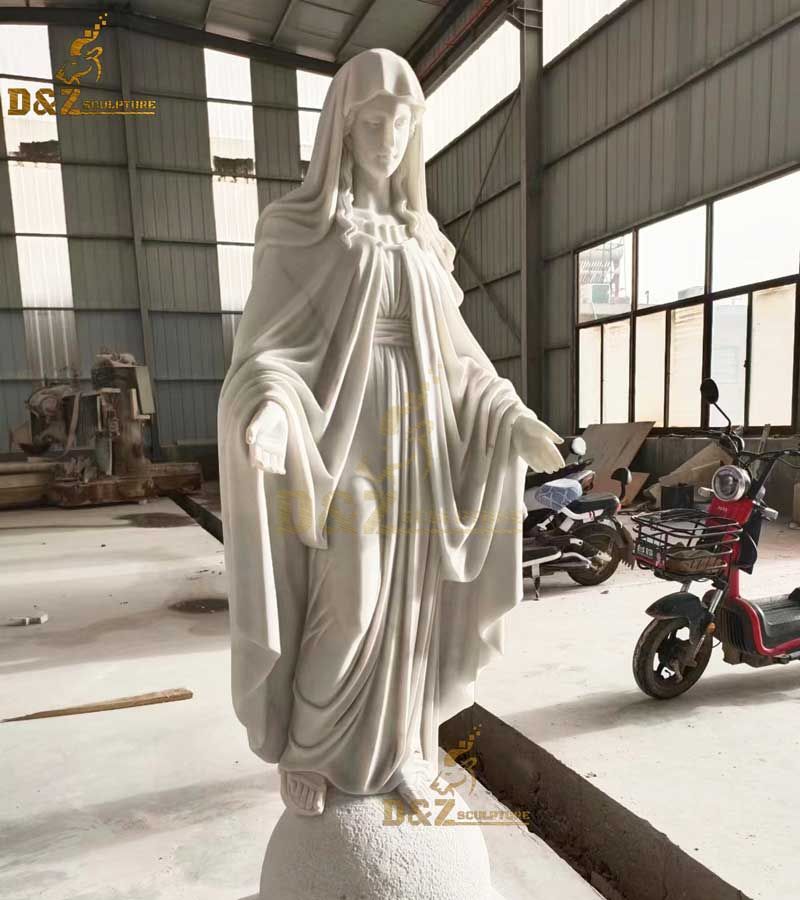 Custom made natural white marble virgin mary statue outdoor DZ-100