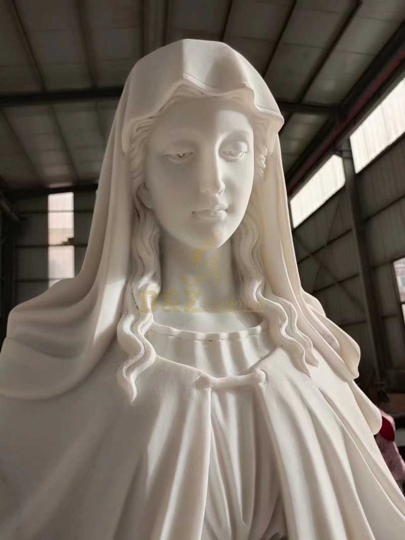 Custom made natural white marble virgin mary statue outdoor DZ-100
