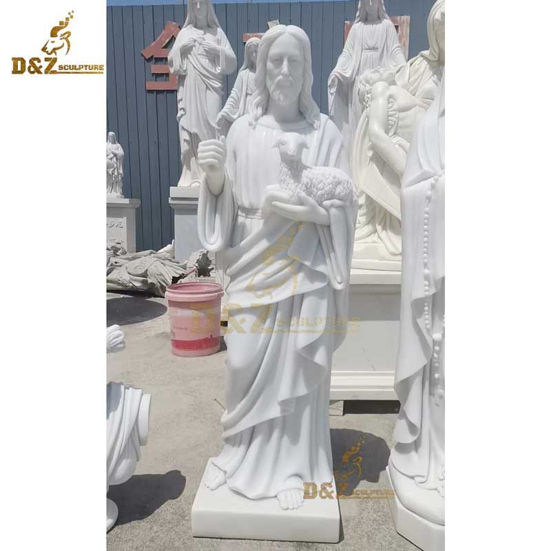 natural white marble christ jesus good shepherd statue DZ-103