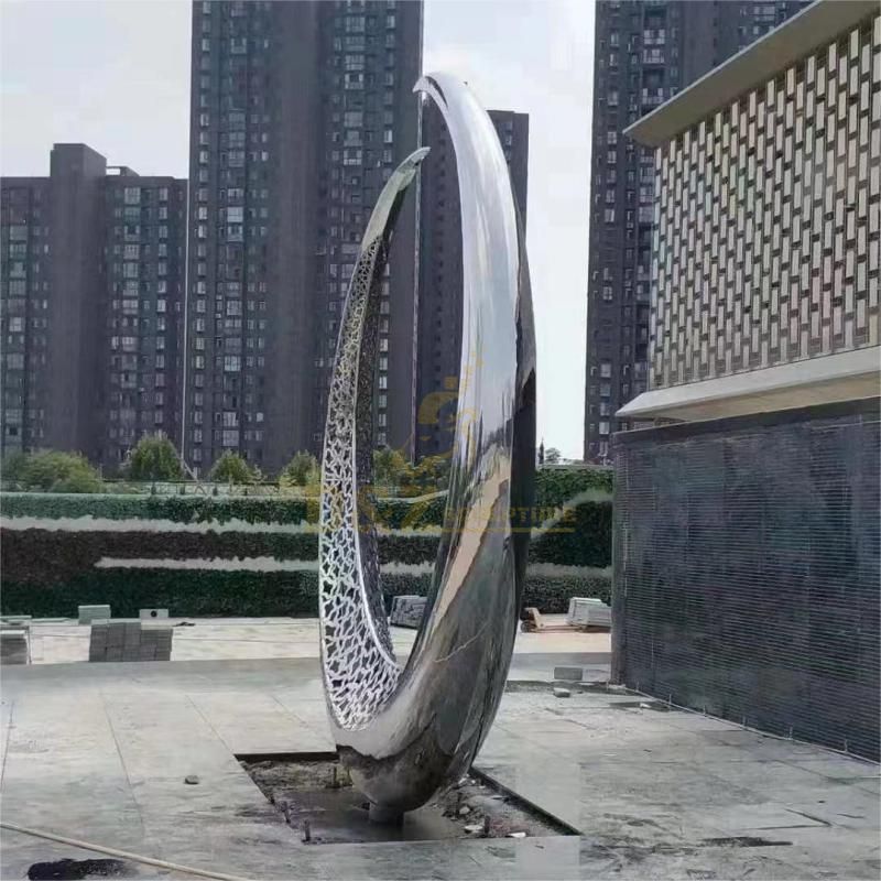 Large outdoor metal sculpture stainless steel laser hollow pattern DZ-109