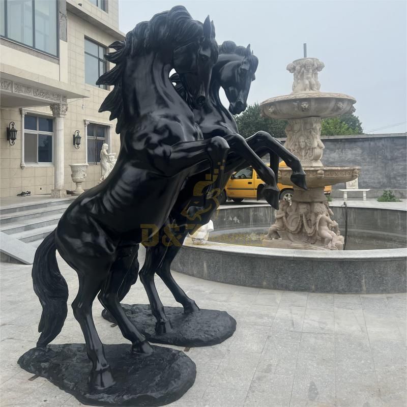 Customized large bronze black standing horse statue DZ-117