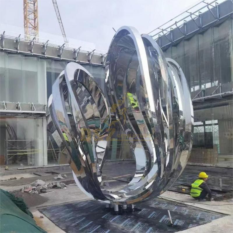 Large urban outdoor metal sculpture-mirror stainless steel art DZ-118