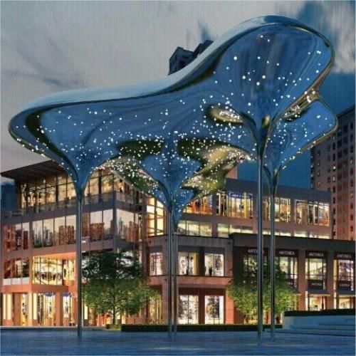 large outdoor city star tree sculpture