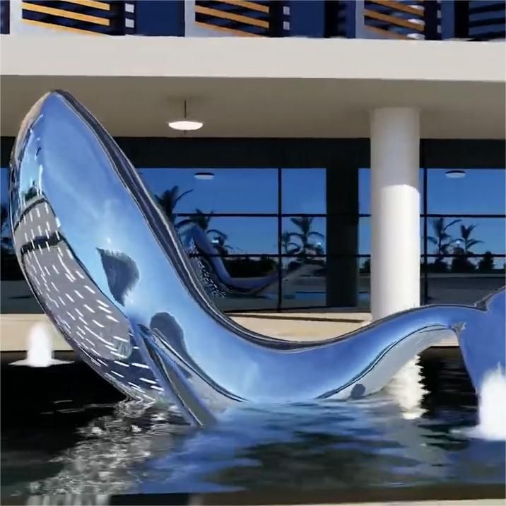 Customized large stainless steel blue whale sculpture public decoration sculpture