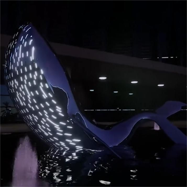 Customized large stainless steel blue whale sculpture public decoration sculpture