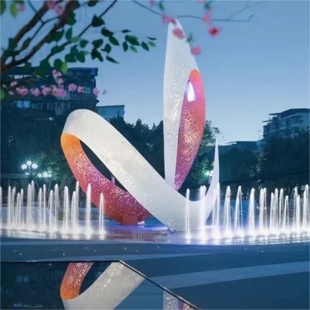 Large city landmark sculpture light hollow-out art public sculpture