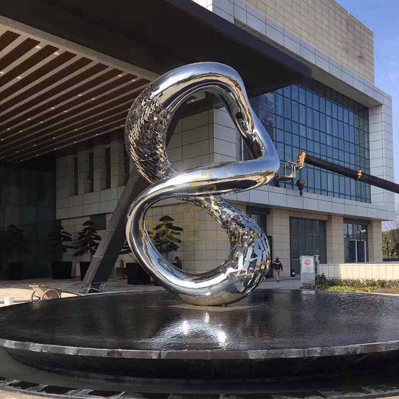 Custom large outdoor water fountain sculpture Modern abstract art word 8 fountain