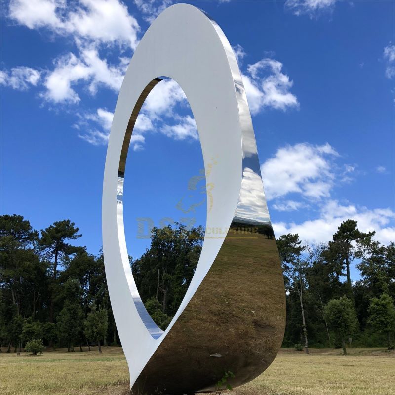 Custom large mirror stainless steel ring shape sculpture love theme garden sculpture DZ-139