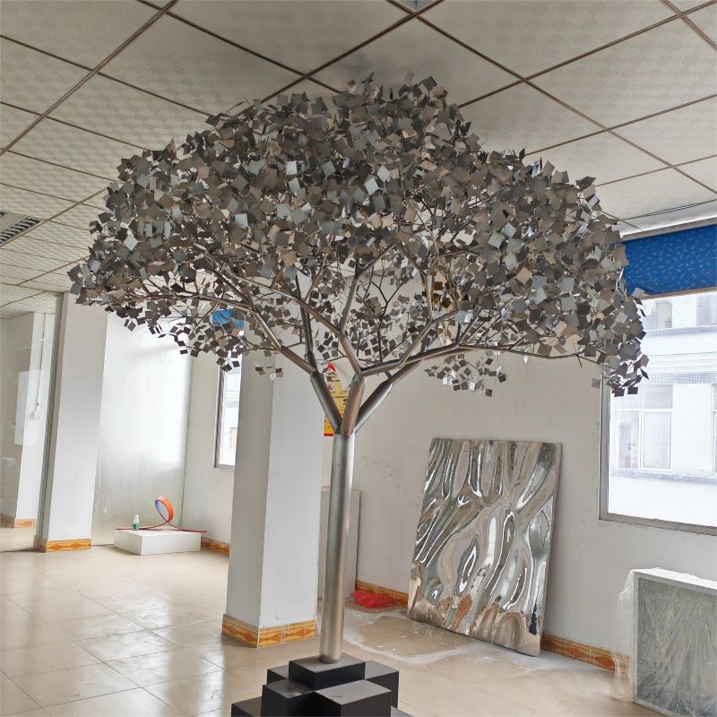 Large stainless steel metal tree sculpture for sale in stock