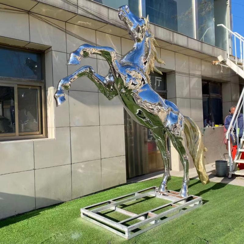 Mirror stainless steel horse sculpture metal animal sculpture