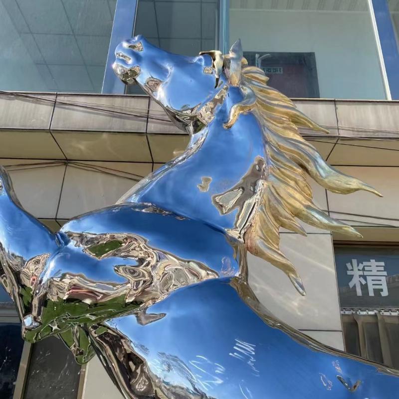 Mirror stainless steel horse sculpture metal animal sculpture