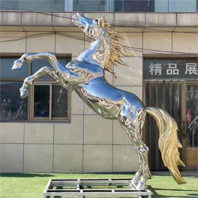 Outdoor mirror stainless steel horse sculpture metal animal sculpture DZ-142