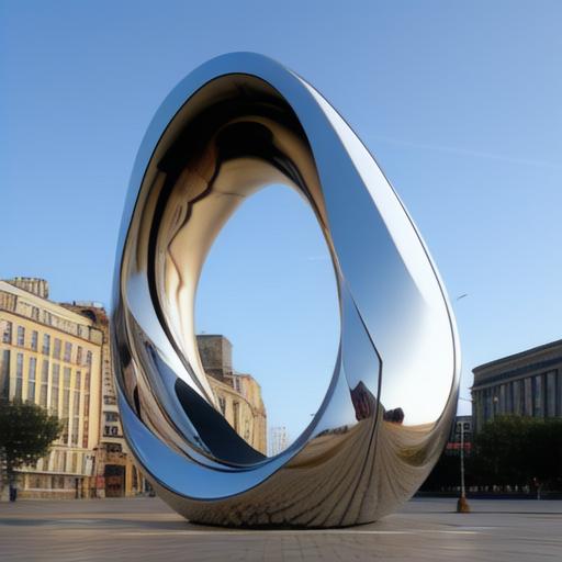 Mirror stainless steel Sculpture: Urban Public landscape annular Art Deco DZ-144