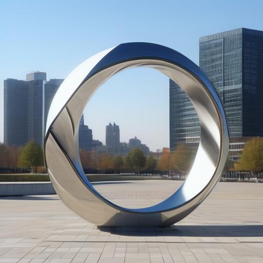 Mirror stainless steel Sculpture: Urban Public landscape annular Art Deco