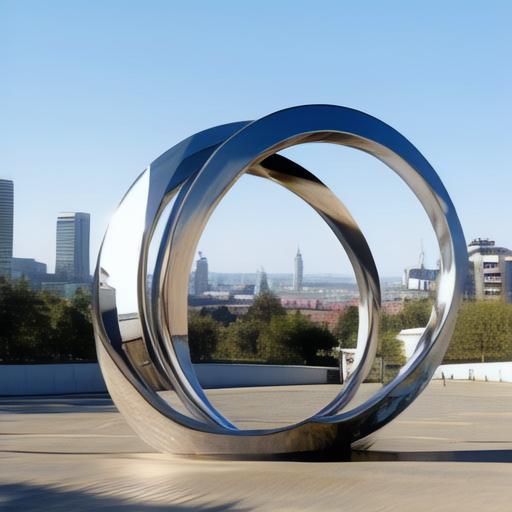 Mirror stainless steel Sculpture: Urban Public landscape annular Art Deco