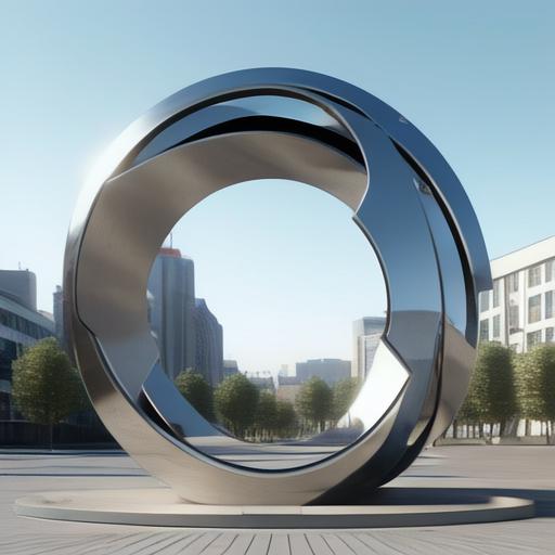 Mirror stainless steel Sculpture: Urban Public landscape annular Art Deco