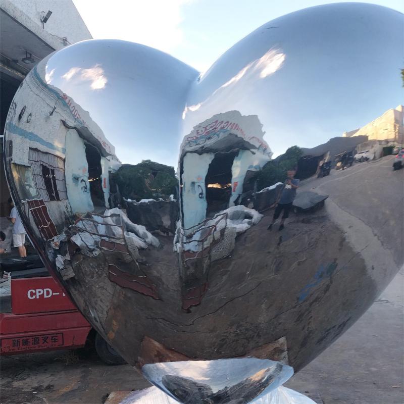 Large stainless steel heart sculpture outdoor art deco sculpture